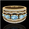 Image 1 : 2.25 CTW Sky Blue Topaz & Micro Pave VS/SI Diamond Designer Ring 10K Yellow Gold - REF-72Y2K - 20796