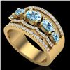 Image 2 : 2.25 CTW Sky Blue Topaz & Micro Pave VS/SI Diamond Designer Ring 10K Yellow Gold - REF-72Y2K - 20796
