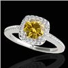 Image 1 : 1.25 CTW Certified Si/I Fancy Intense Yellow Diamond Solitaire Halo Ring 10K White Gold - REF-161N8Y