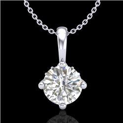 0.82 CTW VS/SI Diamond Solitaire Art Deco Stud Necklace 18K White Gold - REF-180Y2K - 37025