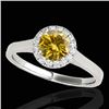Image 1 : 1.11 CTW Certified Si/I Fancy Intense Yellow Diamond Solitaire Halo Ring 10K White Gold - REF-167Y3K