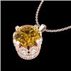 Image 2 : 1.5 CTW Intense Fancy Yellow Diamond Art Deco Stud Necklace 18K Rose Gold - REF-218N2Y - 37386