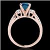 Image 2 : 1.5 CTW Si Certified Fancy Blue Diamond 3 Stone Solitaire Ring 10K Rose Gold - REF-172F8N - 35409