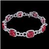 Image 2 : 25 CTW Ruby & Micro VS/SI Diamond Bracelet 14K White Gold - REF-457Y3K - 23028