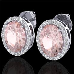 5.50 CTW Morganite & Micro VS/SI Diamond Halo Earrings 18K White Gold - REF-125T5M - 20254
