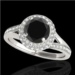 1.85 CTW Certified VS Black Diamond Solitaire Halo Ring 10K White Gold - REF-81W6F - 34126