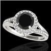 Image 1 : 1.85 CTW Certified VS Black Diamond Solitaire Halo Ring 10K White Gold - REF-81W6F - 34126