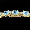 Image 1 : 10 CTW Aquamarine & VS/SI Diamond Eternity Bracelet 10K Yellow Gold - REF-102A2X - 21441