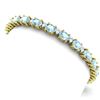 Image 5 : 10 CTW Aquamarine & VS/SI Diamond Eternity Bracelet 10K Yellow Gold - REF-102A2X - 21441