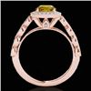 Image 2 : 1.93 CTW Certified Si/I Fancy Intense Yellow Diamond Solitaire Halo Ring 10K Rose Gold - REF-301H8A 
