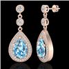 Image 2 : 7.50 CTW Sky Topaz & Micro Pave VS/SI Diamond Earrings Designer 14K Rose Gold - REF-63H3A - 23125