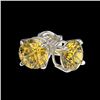 Image 4 : 1 CTW Certified Intense Yellow SI Diamond Solitaire Stud Earrings 10K White Gold - REF-116K3W - 3305