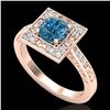 Image 1 : 1.1 CTW Intense Blue Diamond Solitaire Engagement Art Deco Ring 18K Rose Gold - REF-140T9M - 38154