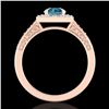 Image 4 : 1.1 CTW Intense Blue Diamond Solitaire Engagement Art Deco Ring 18K Rose Gold - REF-140T9M - 38154