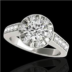 2 CTW H-SI/I Certified Diamond Solitaire Halo Ring 10K White Gold - REF-236W4F - 34486