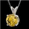 Image 2 : 1.50 CTW Certified Intense Yellow SI Diamond Solitaire Necklace 10K White Gold - REF-285X2T - 33228