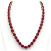 Image 4 : 170 CTW Ruby & VS/SI Diamond Halo Micro Eternity Necklace 14K Yellow Gold - REF-993W8F - 22313