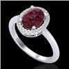 Image 2 : 1.75 CTW Garnet & Micro Pave VS/SI Diamond Ring Solitaire Halo 18K White Gold - REF-43F6N - 21012