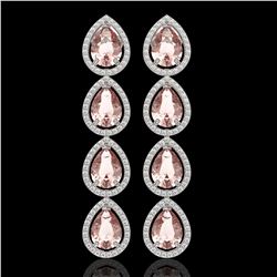 10.4 CTW Morganite & Diamond Halo Earrings 10K White Gold - REF-259A3X - 41294