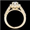 Image 2 : 3 CTW H-SI/I Certified Diamond Solitaire Halo Ring 10K Yellow Gold - REF-410Y9K - 33555