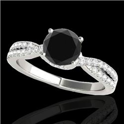 1.3 CTW Certified VS Black Diamond Solitaire Ring 10K White Gold - REF-68Y2K - 35278