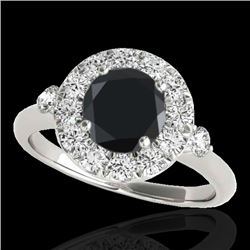 1.5 CTW Certified VS Black Diamond Solitaire Halo Ring 10K White Gold - REF-69N3Y - 33457