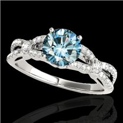 1.35 CTW Si Certified Fancy Blue Diamond Solitaire Ring 10K White Gold - REF-167H3A - 35228