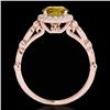 Image 2 : 1.25 CTW Certified Si/I Fancy Intense Yellow Diamond Solitaire Halo Ring 10K Rose Gold - REF-154W5F 