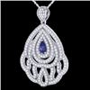 Image 2 : 2 CTW Tanzanite & Micro Pave VS/SI Diamond Designer Necklace 18K White Gold - REF-178X2T - 21274