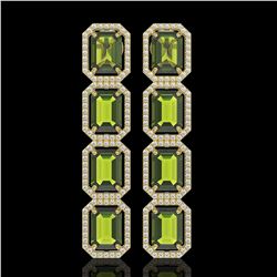 19.44 CTW Tourmaline & Diamond Halo Earrings 10K Yellow Gold - REF-258F9N - 41593