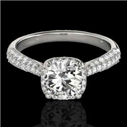 1.5 CTW H-SI/I Certified Diamond Solitaire Halo Ring 10K White Gold - REF-177X6T - 33258