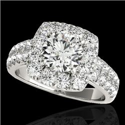 2.25 CTW H-SI/I Certified Diamond Solitaire Halo Ring 10K White Gold - REF-229F3N - 33634