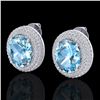 Image 1 : 10 CTW Sky Blue Topaz & Micro Pave VS/SI Diamond Earrings 18K White Gold - REF-152W4F - 20218