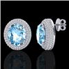 Image 2 : 10 CTW Sky Blue Topaz & Micro Pave VS/SI Diamond Earrings 18K White Gold - REF-152W4F - 20218