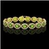 Image 1 : 21.13 CTW Peridot & Diamond Halo Bracelet 10K Yellow Gold - REF-286F5N - 40630