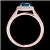 Image 2 : 2 CTW Si Certified Fancy Blue Diamond Solitaire Halo Ring 10K Rose Gold - REF-254M5H - 33496