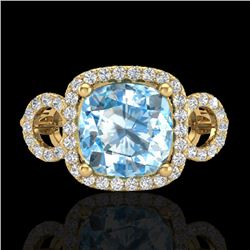 3.75 CTW Topaz & Micro VS/SI Diamond Ring 18K Yellow Gold - REF-65X3T - 23014
