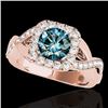 Image 1 : 1.65 CTW Si Certified Fancy Blue Diamond Solitaire Halo Ring 10K Rose Gold - REF-181M3H - 33313