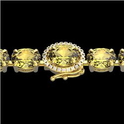 19.25 CTW Citrine & VS/SI Diamond Tennis Micro Pave Halo Bracelet 14K Yellow Gold - REF-109T3M - 402