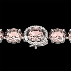 67 CTW Morganite & Micro Pave VS/SI Diamond Halo Bracelet 14K White Gold - REF-763F6N - 22269