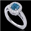 Image 1 : 1.55 CTW Fancy Intense Blue Diamond Solitaire Art Deco Ring 18K White Gold - REF-178F2N - 37985