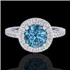 Image 2 : 1.55 CTW Fancy Intense Blue Diamond Solitaire Art Deco Ring 18K White Gold - REF-178F2N - 37985