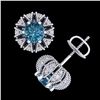 Image 4 : 2.01 CTW Fancy Intense Blue Diamond Art Deco Stud Earrings 18K White Gold - REF-210X9T - 37733