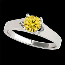 1 CTW Certified Si/I Fancy Intense Yellow Diamond Solitaire Ring 10K White Gold - REF-163X6T - 35162