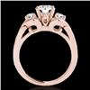 Image 2 : 1.45 CTW H-SI/I Certified Diamond 3 Stone Ring 10K Rose Gold - REF-180M2H - 35332