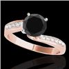 Image 1 : 1.15 CTW Certified VS Black Diamond Bypass Solitaire Ring 10K Rose Gold - REF-49H6A - 35067