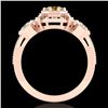 Image 4 : 1.01 CTW Intense Fancy Yellow Diamond Art Deco 3 Stone Ring 18K Rose Gold - REF-165K5W - 37470