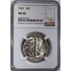 1941 WALKING LIBERTY HALF DOLLAR NGC MS-66