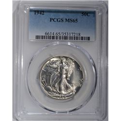 1942 WALKING LIBERTY HALF DOLLAR PCGS MS-65