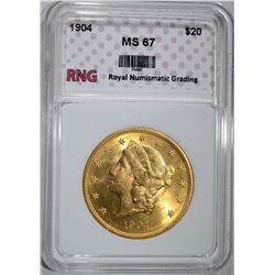 1904 $20.00 GOLD LIBERTY RNG SUPERB GEM